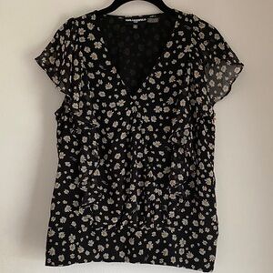 Karl Lagerfeld Black Floral Top
